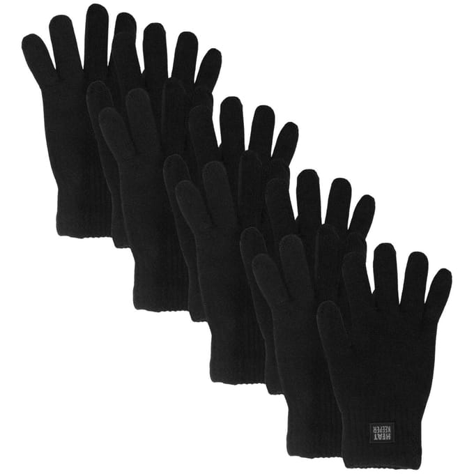 Gebreide thermo handschoenen - Heren - 4-Paar - Voordeel - Midden Grijs / S/M