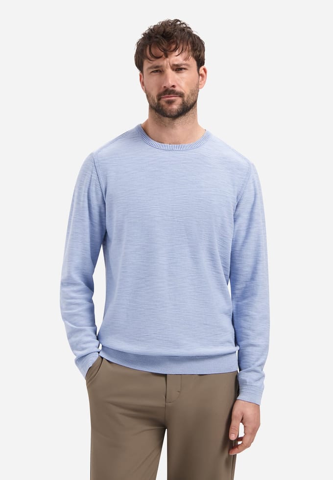 No Excess Pullover Crewneck Garment Dyed + Stone Washed Blue  M