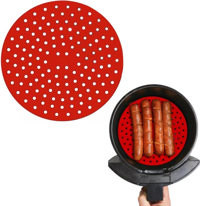 Siliconen AirFryer Bakmat Rond 9 Inch (22.8cm) - Rood