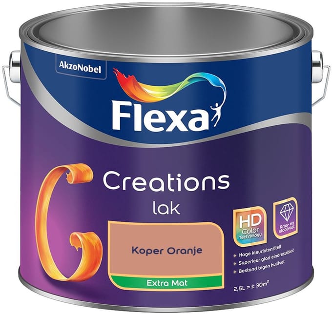 Flexa - Creations Lak Extra Mat - Koper Oranje - Mengverf - 2,5 L