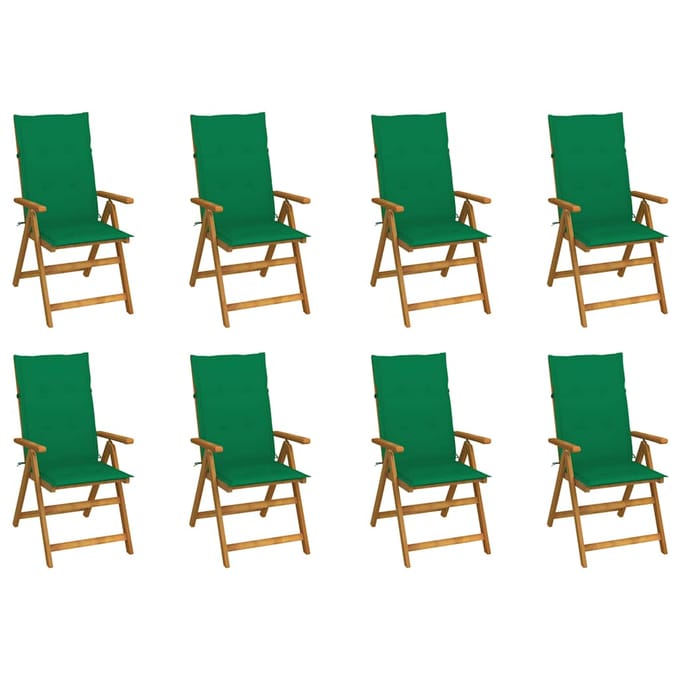 vidaXL - Inklapbare - stoelen - 8 - st - met - kussens - massief - acaciahout