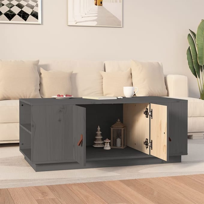 vidaXL - Salontafel - 100x50x41 - cm - massief - grenenhout - grijs