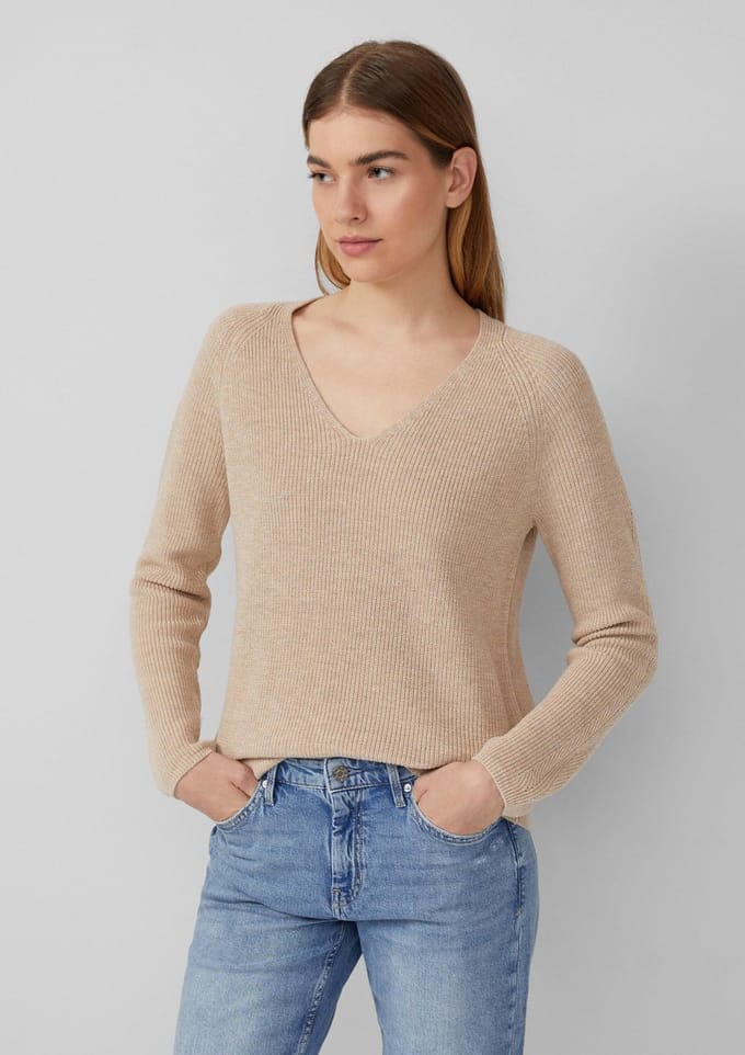 Regular fit gebreide pullover van katoenmix