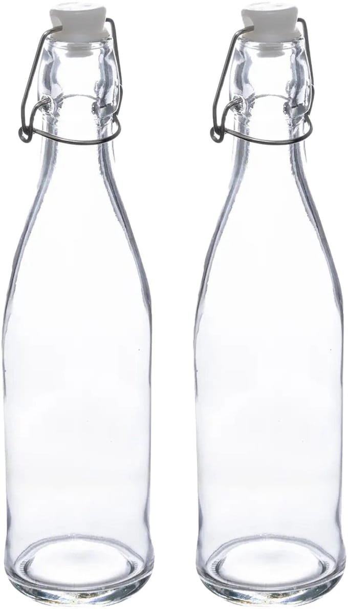 5Five Beugelfles/weckfles - 2x - glas - transparant - luchtdicht - 0.5 liter - waterfles - limonade