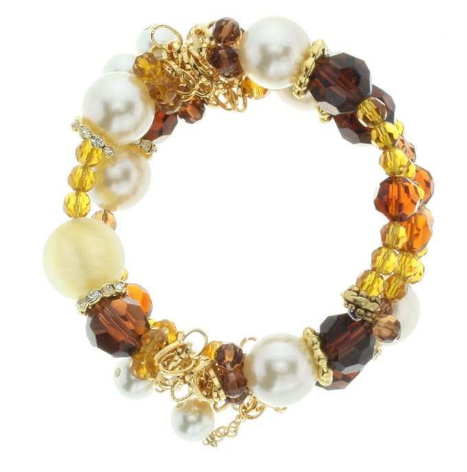 Behave - armband parels goudkleur amber - feestelijk en elegant