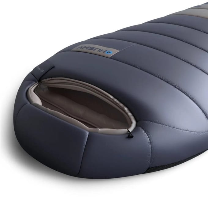 Husky mummyslaapzak dons Dopy 2024 -25°C - 220 cm - Blauw met Grijs
