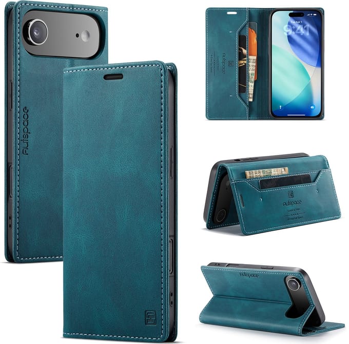 Luxe Flip Case met RFID Bescherming Kaarthouder en Magneetsluiting voor Apple iPhone Air _ Blauw
