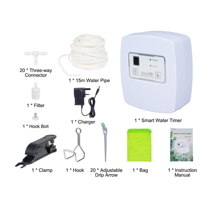 Système d'arrosage intelligent WIFI Télécommande Système d'arrosage automatique Pression d'eau réglable 1-4 vitesses US plug blanc