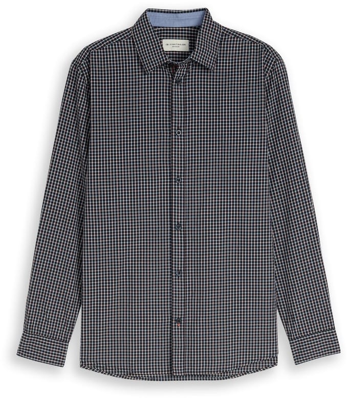 Tom Tailor - Regular fit overhemd met ruitjesmotief - Maat XXXL - navy small check