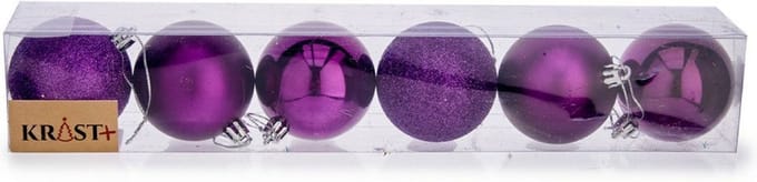 Krist+ kerstballen - 6x st - paars - kunststof - 6 cm - kerstversiering