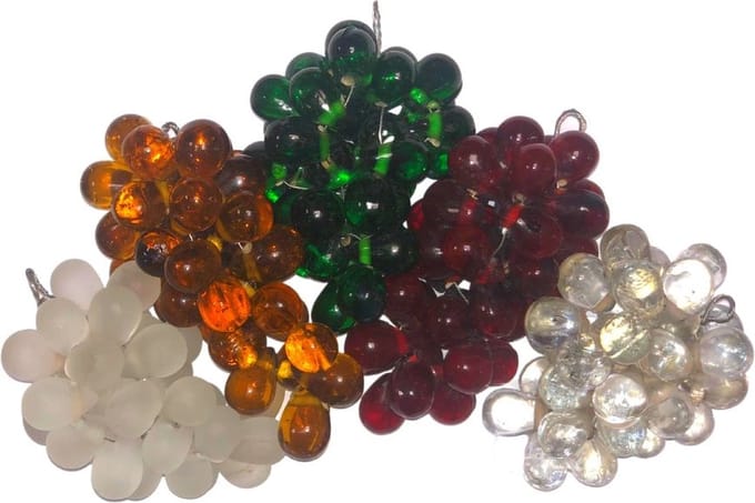 Decoratie Druiventrosjes Glas - Set 5 stuks - Mix 5x4 cm