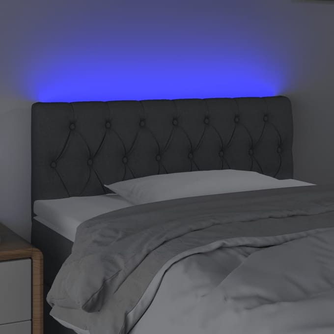 vidaXL - Hoofdbord - LED - 90x7x78/88 - cm - stof - donkergrijs