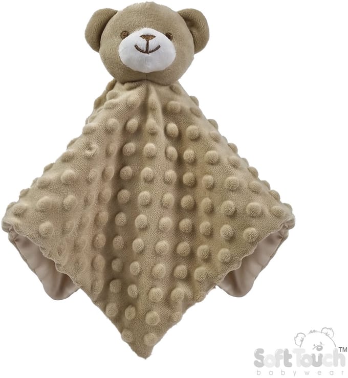 Soft Touch Knuffeldoekje Beertje met noppen 36x36 Cm Biscuit