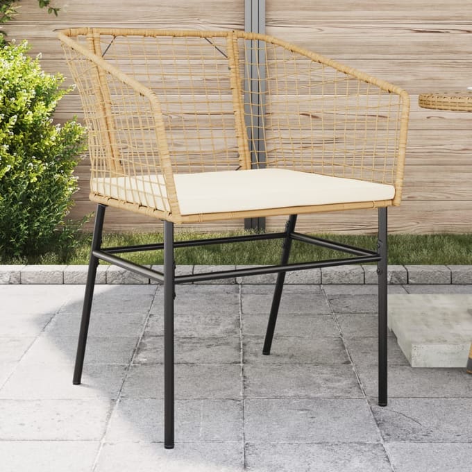 vidaXL - Tuinstoelen - 2 - st - met - kussens - poly - rattan - bruin