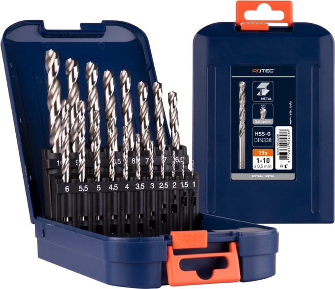 Rotec Spiraalborenset '105', DIN 338, type N, 19-delig ø1-10 ABS