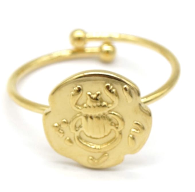 Ring met Scarabee - RVS - One Size - Goudkleurig
