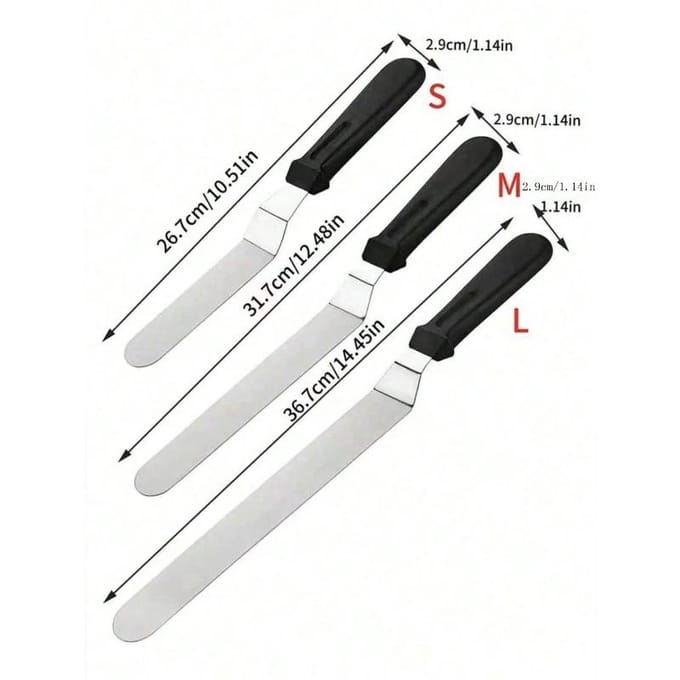 Set de spatules à gâteau, Set de spatules à glaçage en acier inoxydable pour lisser les gâteaux 1PC-l multicolore