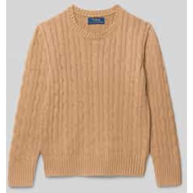 Gebreide pullover met kabelpatroon en ronde hals