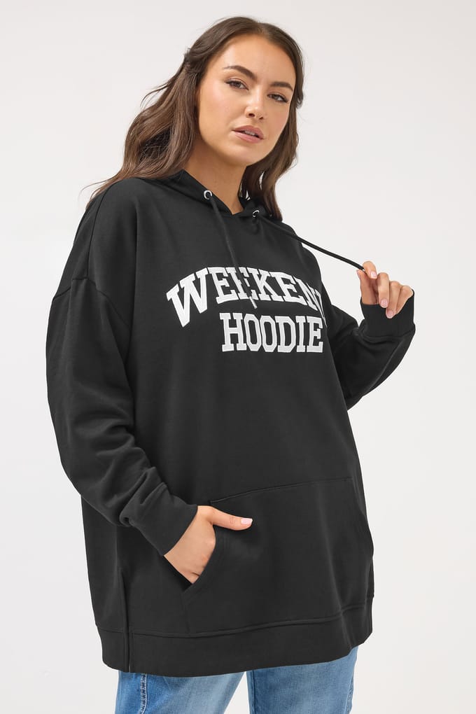 Yours Zwart 'Weekend Hoodie' Hoodie Size 44