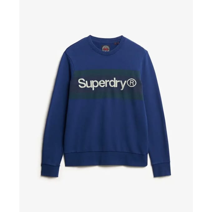 Superdry - Core Logo relaxt gestreept sweatshirt met ronde hals - Heren - Truien