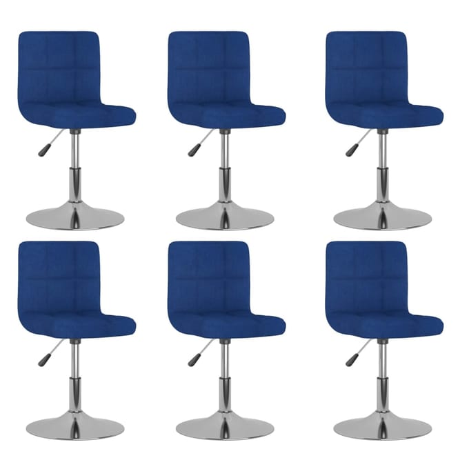 vidaXL - Eetkamerstoelen - draaibaar - 6 - st - stof - blauw