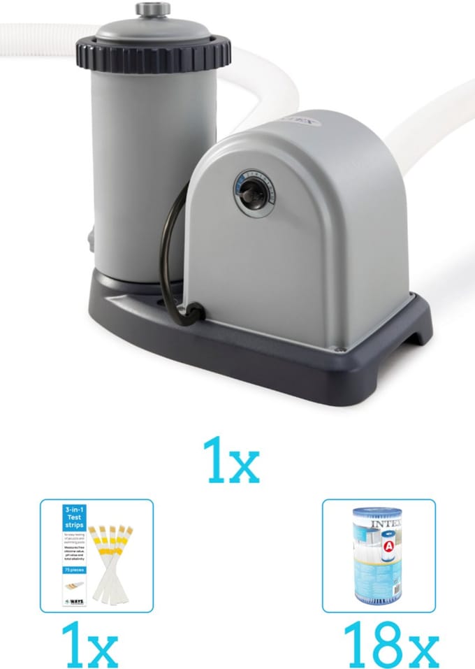 Intex 28636GS Filterpomp - 5.678 liter per uur inclusief Filter (18 stuks) en Testrips