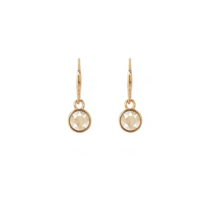 Oorhangers Ivory cream midi - champagne - Swarovski - verguld