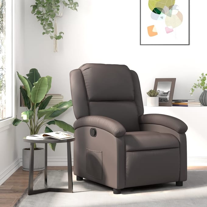 vidaXL - Relaxfauteuil - donkerbruin - echt - leer