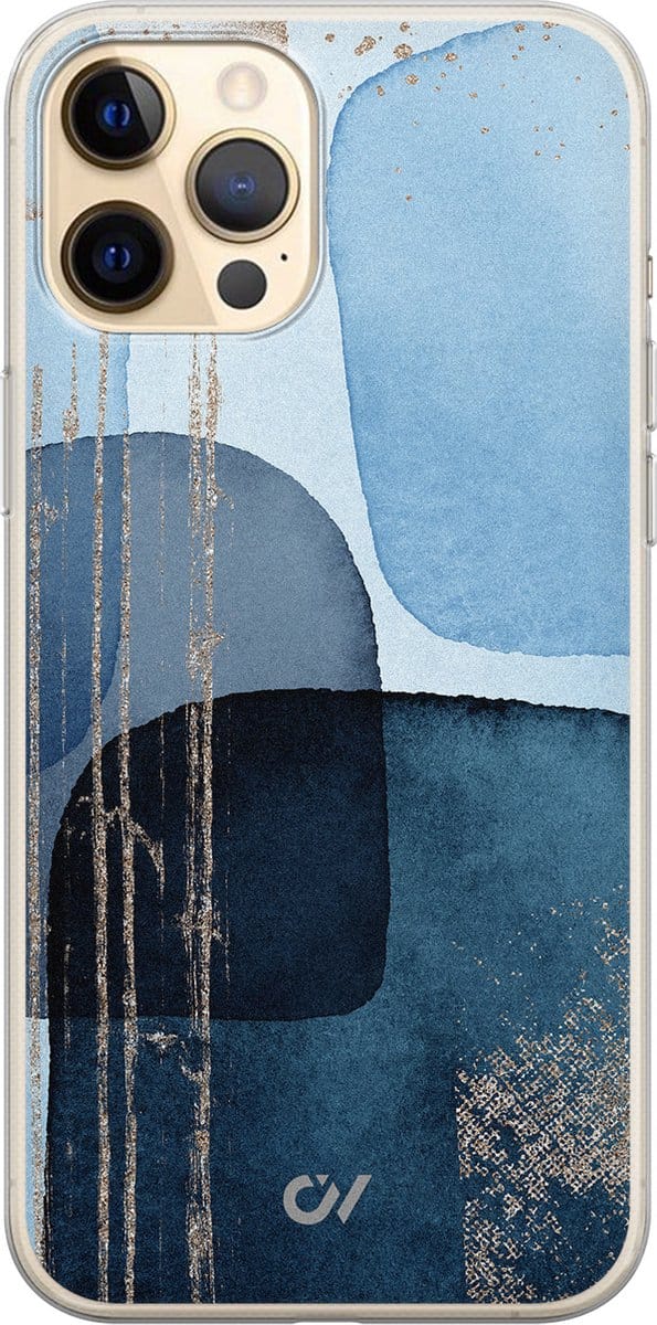 Hoesje geschikt voor Apple iPhone 12 - Blue Abstract Shapes - - Blauw - Apple - Casevibes
