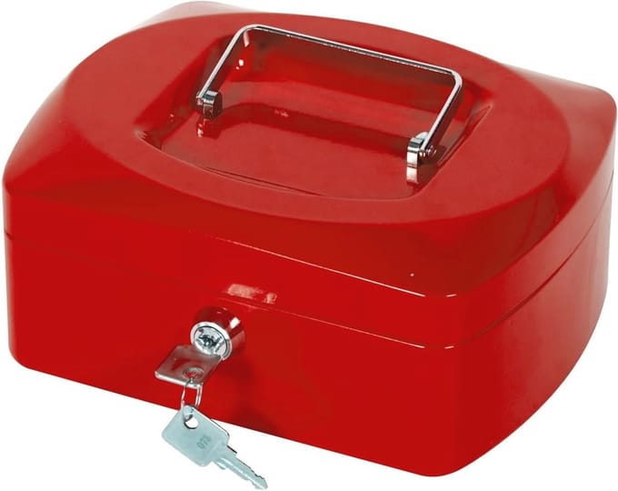 Geldcassette 20,32 cm - Rood met Cilinder-veiligheidsslot