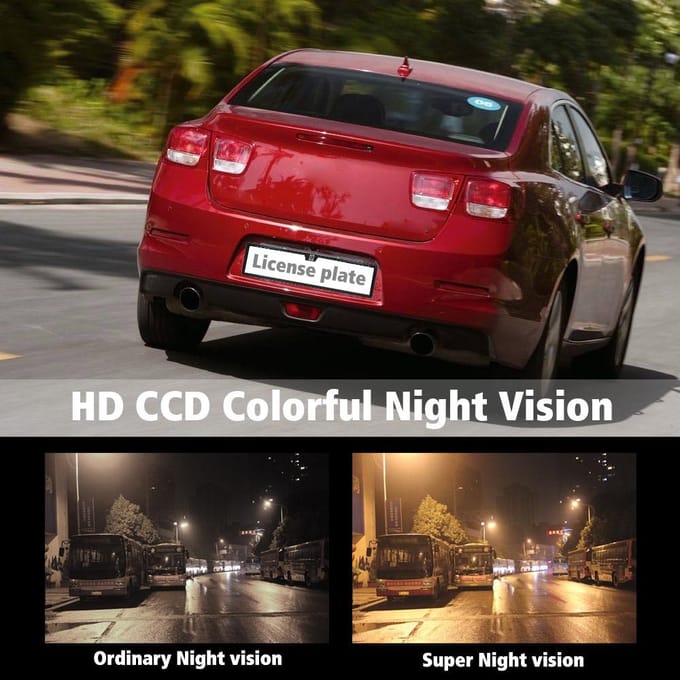 Europees kentekenplaatframe CCD-autoachteruitrijcamera, achteruitrijcamera 12-LED Camera black