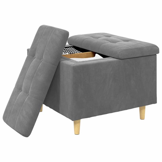vidaXL - Ottoman - met - opslag - Donkergrijs - 60 - x - 60 - x - 45 - cm - Fluweel