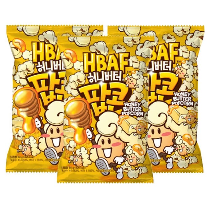 HBAF Gekruide Popcorn 17 Floavors, 80g (18 Opties) Honey Butter x 3PCS yellow
