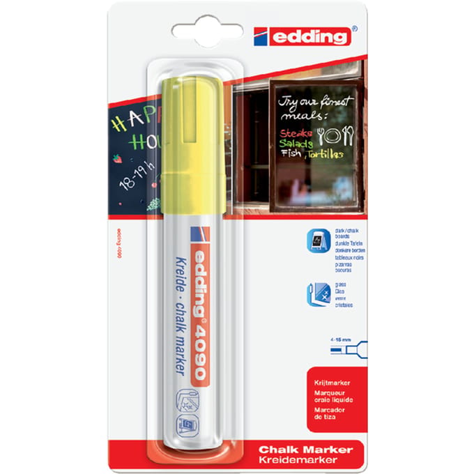 Krijtstift edding 4090 window schuin 4-15mm neon geel blister à 1 stuk