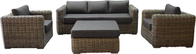 Cervo stoel bank loungeset 4-delig grijs wicker
