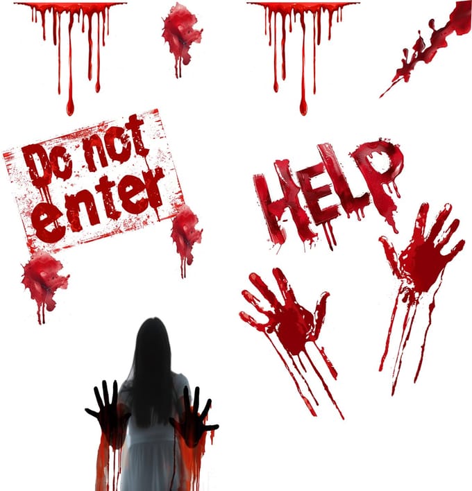 Halloween Raamstickers Bloederig - Statisch Herbruikbaar