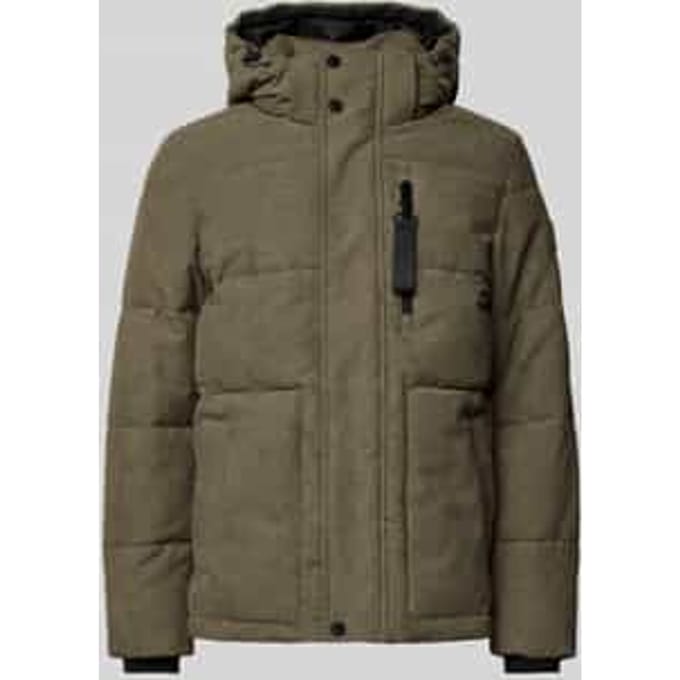 Gewatteerd regular fit jack met afneembare capuchon
