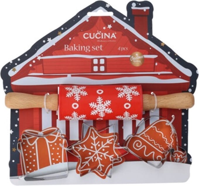 Home & Styling Bakset kids Huisje - Deegroller + vormpjes - Rood
