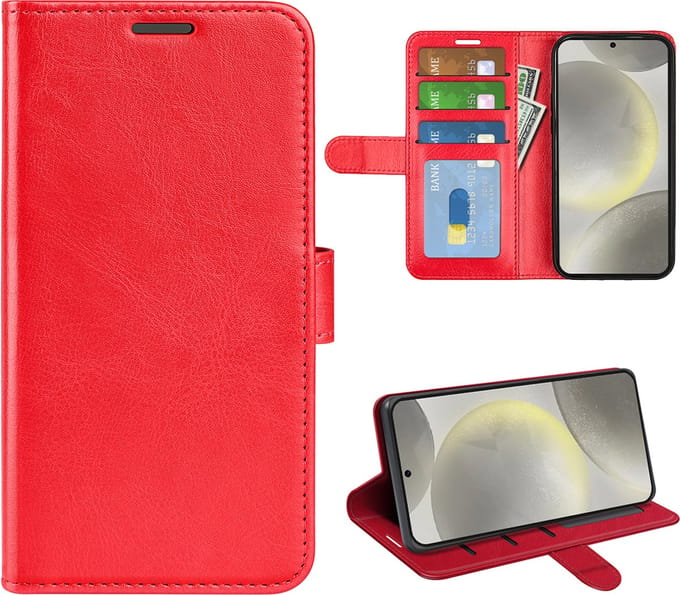 MobyDefend Hoesje - Geschikt voor Samsung Galaxy S24 FE - Wallet Book Case (Sluiting Achterkant) - Rood
