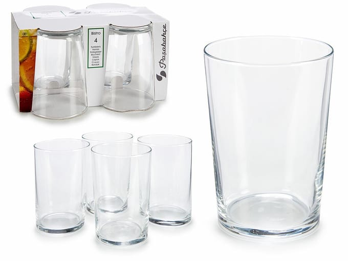 Pasabahce Drinkglazen/waterglazen Bistro - transparant - glas - set 4x stuks - 510 ml