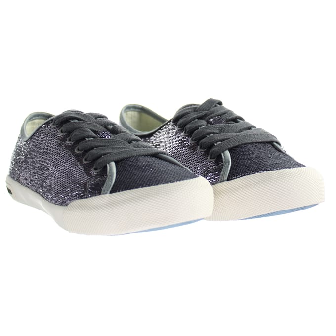 Seavees Monterey Sneaker Standaard Pewter Geweven Pailletten Paars Damesschoenen