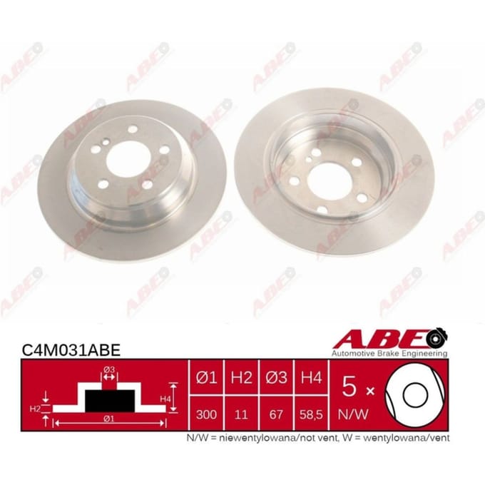 Remschijf ABE C4M031 achter, volledig, sterk gecarboniseerd, 1 Stuk