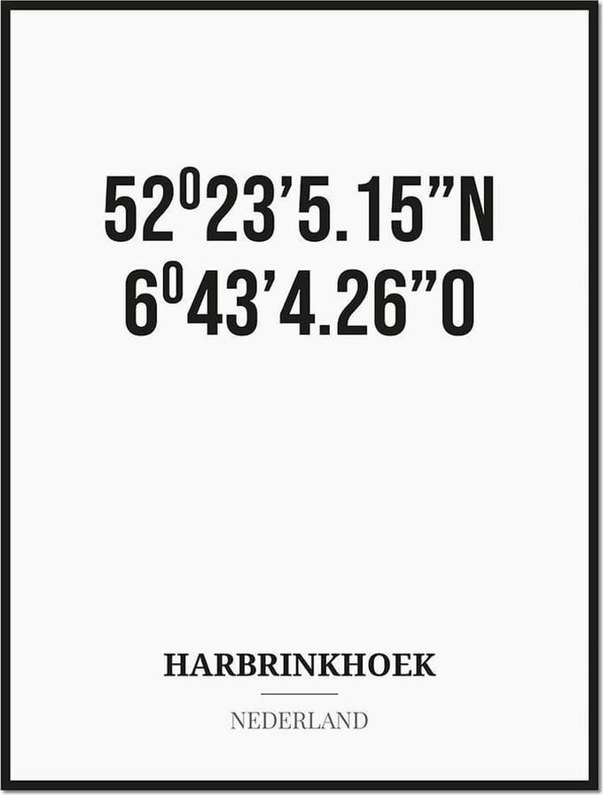 Poster/kaart HARBRINKHOEK met coördinaten