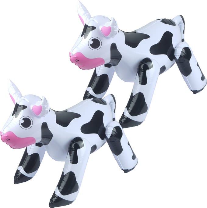 Opblaasbare dieren - 2x - Koe - wit/zwart - 53 x 20 cm - pvc kunststof