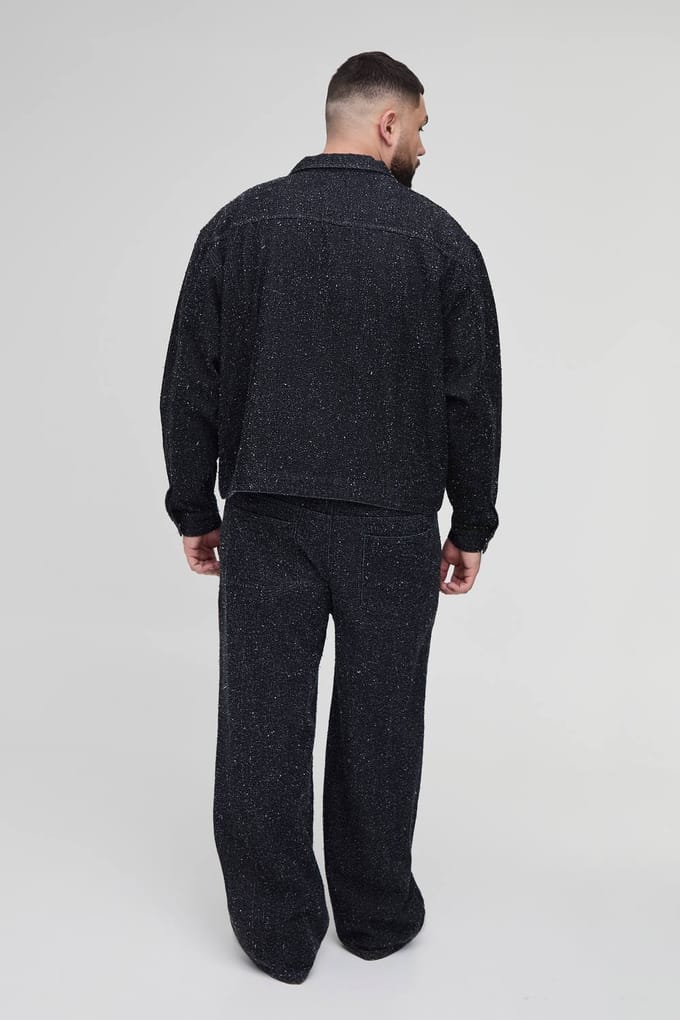 Plus Getextureerde Denim Relaxed Fit Jeans | Black | Size 42