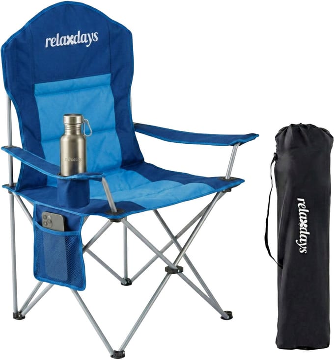 Campingstoel opvouwbaar - met tas en bekerhouder - blauw