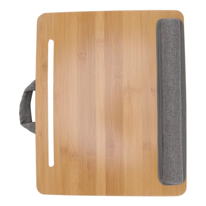 Laptoptafel Multifunctioneel Bamboe Schootbureau Bedblad met Kussen voor Lezen Schrijven Spelen beige