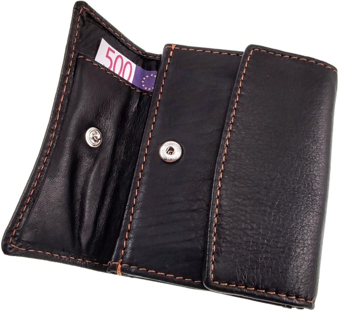 Compacte Portemonnee Unisex - Zachte Zwarte Leren Portemonnee