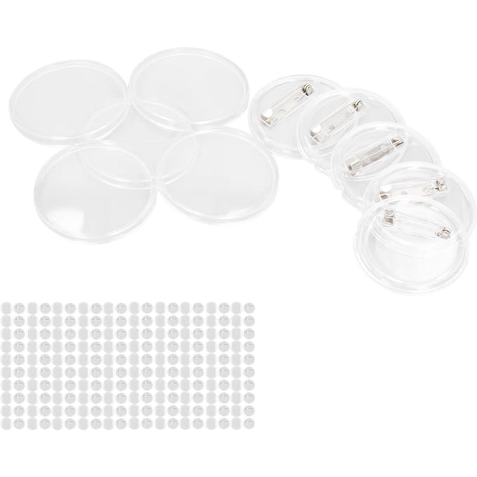 Kit de Fabrication de Badges Vierge 100 Ensembles 25 mm Transparent Résistant à l'Usure Fabrication Exquise Set de Machine à Badges Bouton pour DIY white