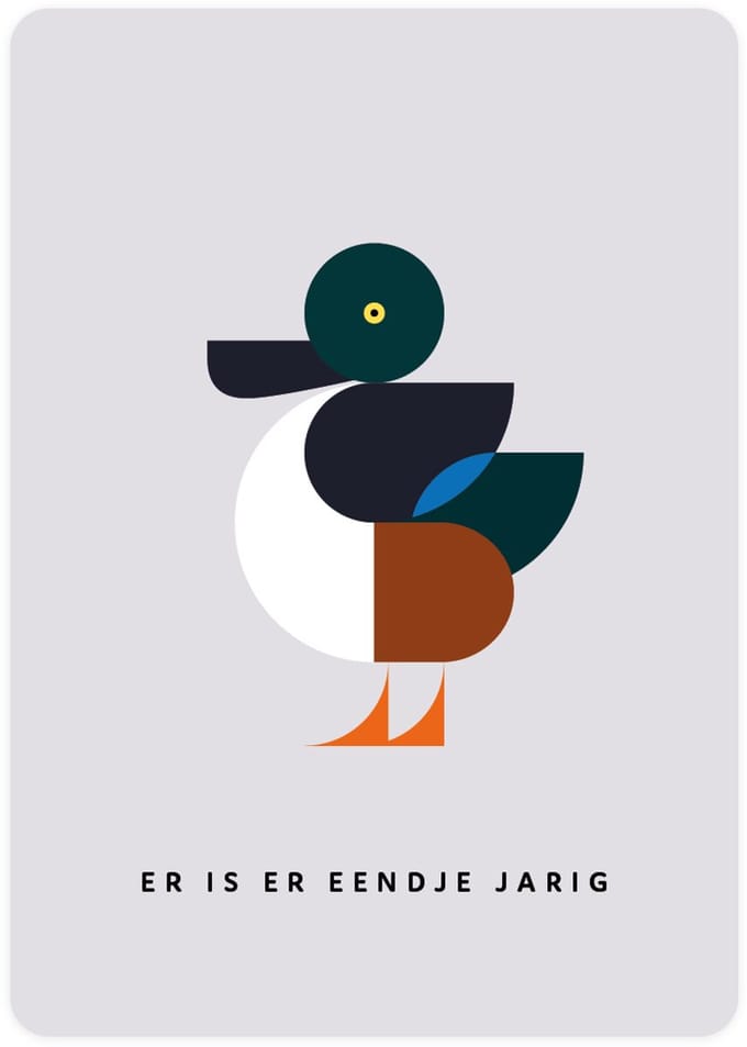 Eendje Wenskaarten - Set van 4 verjaardagskaarten - Er is er eendje jarig - Slobeend
